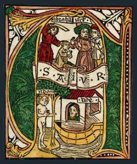  'A' - inicjał z Biblii Zainera wydanej w Augsburgu w r. 1475 