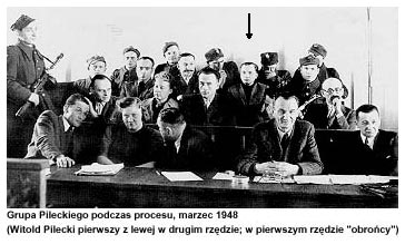  Zdjęcie z procesu rtm. Pileckiego (1948 r.)   na ławie oskarżonych m.in. Tadeusz Płużański 