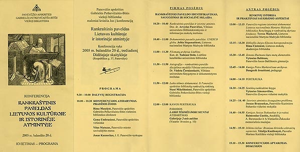  Program konferencji w Poniewieżu (Litwa, 2005) 