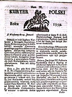  Kuryer Polski, numer z 1759 r. 