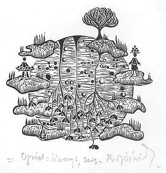  Zbigniew Jóźwik, Ogród, linoryt, 2003 