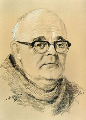  O. dr Romuald Gustaw OFM   dyrektor Biblioteki Uniwersyteckiej KUL   w latach 1950-1976 (rys. P. Bednarski) 