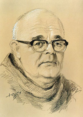  O. dr Romuald Gustaw OFM   dyrektor Biblioteki Uniwersyteckiej KUL   w latach 1950-1976 (rys. P. Bednarski) 