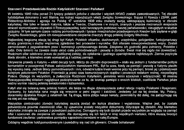 List do Rodzin Katyńskich List do Rodzin Katyńskich