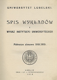 „Deo et Patriae” Katolicki Uniwersytet Lubleski Jana Pawła II - okres międzywojenny 1918-1938 - publikacje