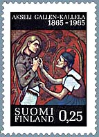  Fiński znaczek (1965), wydany z okazji 100-lecia rocznicy urodzin A. Gellen-Kalleli 
