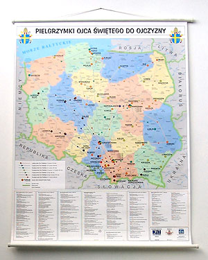  Mapa pielgrzymek Jana Pawła II po Polsce 