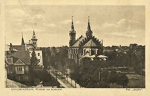  Pocztówka, początek XX w. Ciechocinek, widok na kościół 