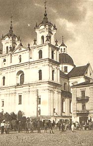  Pocztówka, początek XX w. Grodno, Kościół Farny 