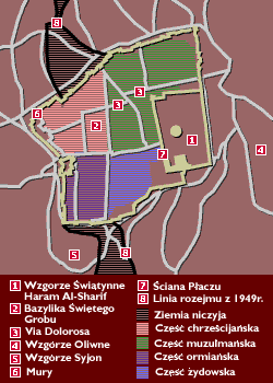  Schematyczny plan centrum starego miasta w Jerozolimie 