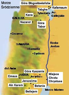  Mapa lokalizacji najważniejszych miejsc świętych Ziemi Zbawiciela 