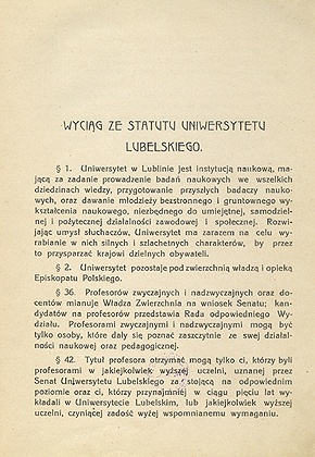 Wyciąg ze statutu Uniwersytetu Lubelskiego Wyciąg ze statutu Uniwersytetu Lubelskiego